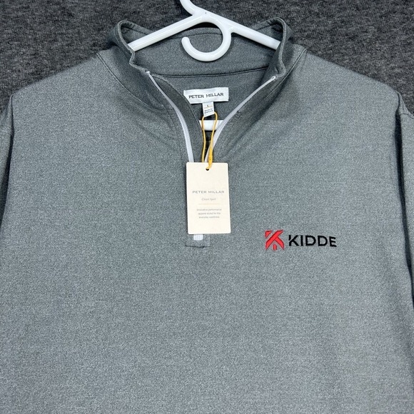 Peter Millar Crown Sport Perth Mélange Performance 1/4 Zip Mens L Smoke Gray - Picture 2 of 14